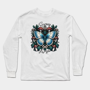Spring Butterflies Mushrooms Magic Long Sleeve T-Shirt